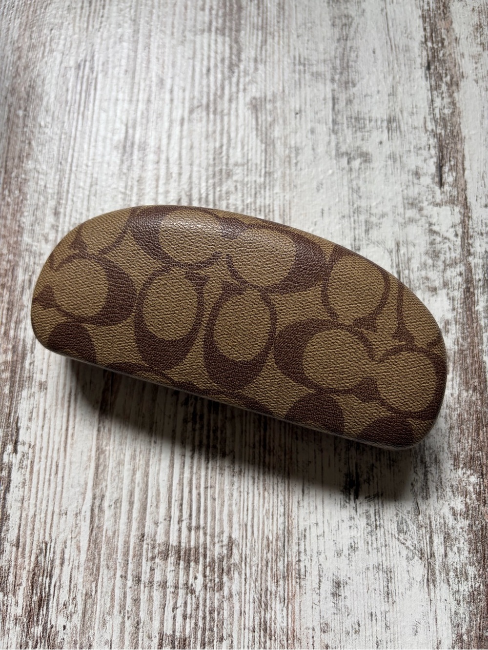 Coach Signature Tan Brown Hard Clam Shell Eye Glasses Sunglasses Case Clamshell - Picture 4 of 8